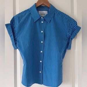 Frame Striped Short Sleeve Button Down Shirt - Size Small